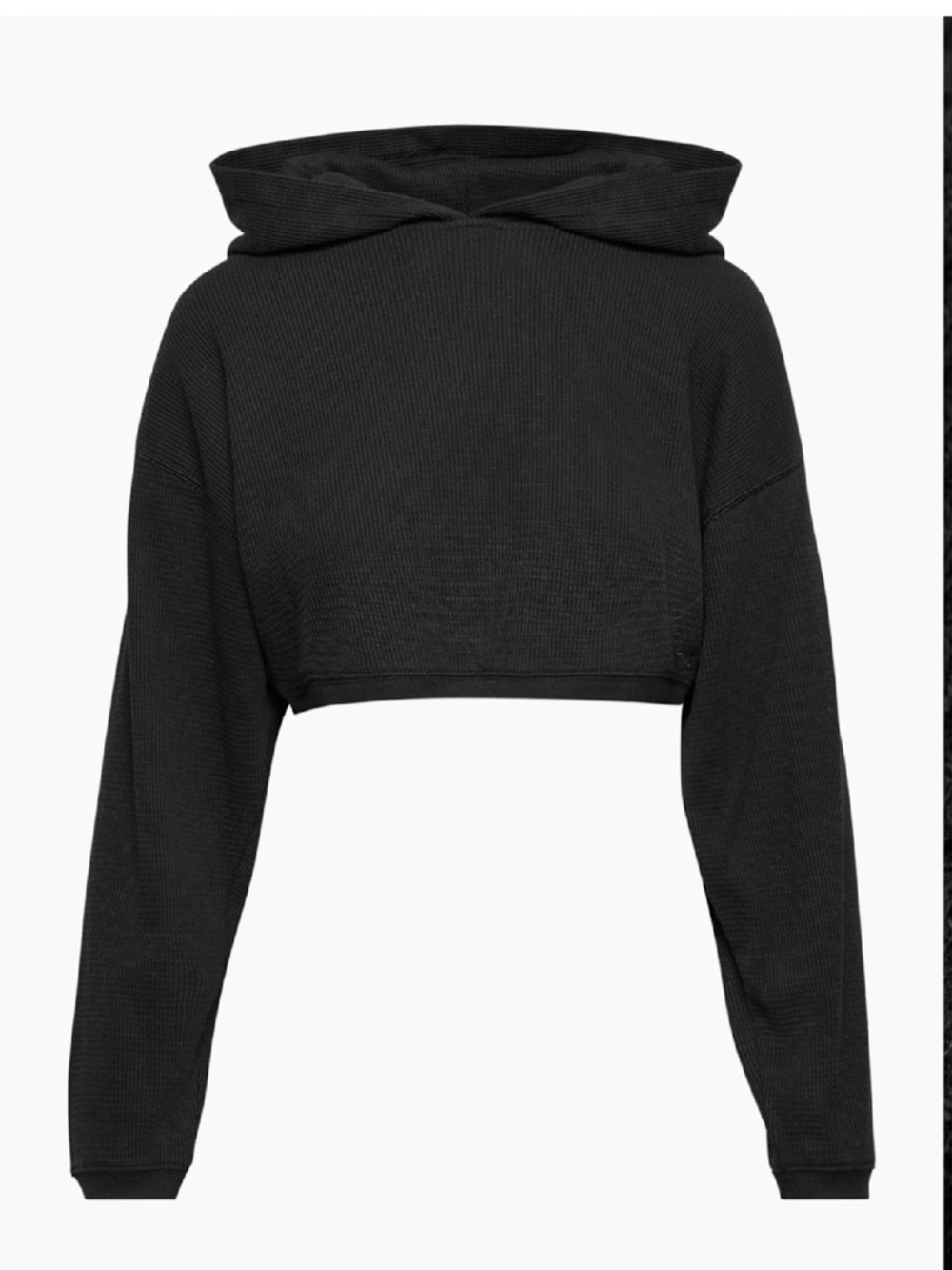 Aritzia TNA Cropped Waffle Remix Hoodie Sweatshirt Black Small